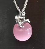 Pink Glass Poison Apple Necklace