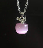 Pink Glass Poison Apple Necklace